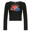 Crop top sweatshirt for instashop online celebrity spice girls retro vintage streetwear flame rose printed T-shirt