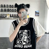 Fake 2 pc BF style Tee B/W anime cartoon instadesign summer streetwear retro vintage T-shirt