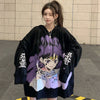 Harajuku oversize lazy style hooded sweatshirt anime hoodie for girls