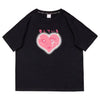 Loose fit cotton barbie pink pastel love heart prints Japanese joker girl kawaii short sleeve T-shirt R023