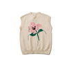 New Japanese retro vintage jacquard flower fringe vest loose sleeveless sweater harajuku streetwear