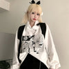 instaDesign polo collar sweatshirt Japanese anime manga Loose fit long sleeve top