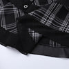 Sexy European style gothic checkered splicing layered skirt eyelets buckle belt slim fit
