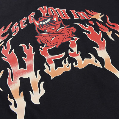 Dark gothic flame in hell T-shirt for summer hip hop punk streetwear chic