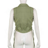 2 way zipper slim fit cargo jacket streetwear drawstring pleated pocket sleeveless shirt