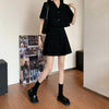 Two piece set Korean temperament boxy top jacket suit short top high waist pleated skirt gothic college
