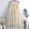 Floral embroidered gauze dress high waist temperament fairy pleated long big swing layers A-line skirt