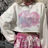 Harajuku bf Stil locker sitzen Crop Top Anime Mädchen Pullover T-Shirt