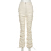 PU faux leather high waist tight hip pleated trousers casual hip hop hight street pants