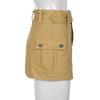 New spice girl style solid color low waist pocket baggy hip tight denim mini skirt