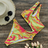 One shoulder hollow out one-piece bikini monokini colorful wavy print 2021 chic swimsuit swimwear