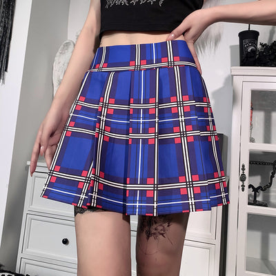 kPop star ultra-short plaid skirt Japanese kawaii college style JK uniform pleated skirt grid pattern