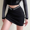 Women punk streetwear splicing set prints jacket stand up collar V-shaped waist pleated skirt
