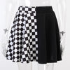 Splicing dark gothic plaid stitched checkered skirt summer sexy high-waisted skirt