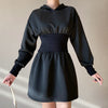 2022 slim hooded sexy gothic waistband thin bodysuit mini dress skater hoodie