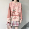 2021 Kawaii Chic Japanischer Loose Fit Pullover Pullover Rabbit Print Strickwaren für Mädchen Top 1057