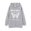 Dark gothic cardigan sweatshirt beautiful butterfly zipper placket streetwear fleece hoodie