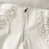 Drawstring lace up high waist PU leather shorts slim fit zipper placket suitable for boots and party Kpop fashion