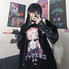 2021 loose fit 2in1 fake two piece Manga Grunge plaid Hoodie hooded sweatshirt coat for Gothic Kawaii Girls Retro Style