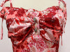 Movie stars retro red floral skirt double hem pleated chest highly chic dress spaghetti sling straps