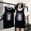 women basketball fake 2 pc jersey sleeveless T-shirt summer long vest 2021 bf style harajuku design loose fit