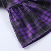 Dark gothic lace up spaghetti checkered plaid cupcake skirt contrast color slim sexy skater