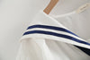 Loose navy collar bow tie knot cotton blouse women pullover kawaii