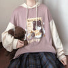 Anime kawaii cartoon fake 2 pc sweatshirt cute warm hoodie for girls loose hooded pullover top
