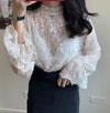 Japanese kawaii half-high collar lace bottoming shirt flared sleeves all occasions chic kawaii style