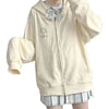 Academic kawaii Japanese anime fruit print loose hoodie thickened hooded coat jacket