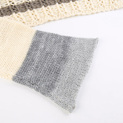 Spliced mismatched bolero flared sleeves crochet knitwear ultra short sweater