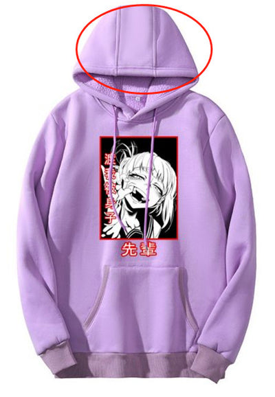 Fall winter 2022 kawaii printed casual hoodie loose fit anime sweatshirt senpai my hero academia for girls