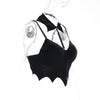 2022 European gothic new sling sexy backless faux collar bat batwing vest camisole