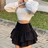 Diablo gothic lace up strappy skirt layers cupcake overskirt