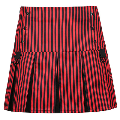 2021 striped pentagram sexy slim contrast decoration D knuckle skirt pleated skirt for girls