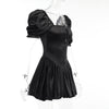 2022 Bubble sleeves temperament dress square neck opeck back gothic princess skirt