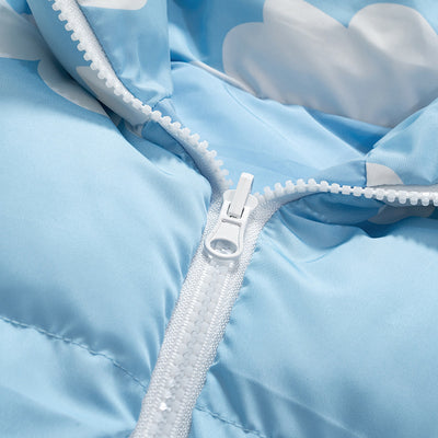 Kawaii cloud prints sleeveless jacket short vest cotton fillings women top inside out