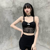 Lace trims straps sexy cami skull pattern lace short sling vest crop top shirt