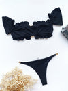 Agaric trim bikini split swimsuit lotus leaf arm band swimwear lady bikini
