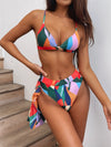 3 piece swimsuit balero shawl bikini set multicolor geometric print 2022 women swimwear