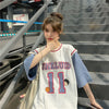 BF style Fake 2pc basketball anime jersey T-shirt Korean fashion loose long shirt half sleeve ins