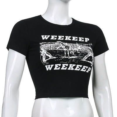 WEEKEEP letter print cami vest crop top tee women streetwear