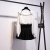 Off shoulder drawstring top sweater pleated skirt slim fit lookbook