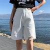 High waist plus size ripped distressed denim shorts versatile wide legs jeans loose demi pants