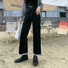 Lace split jeans anti-wrinkle high waist straight trousers sweet kawaii niche flared washed denim pants
