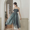 3D tailor design cut at waist sheer silk polka dot organza petti skirt baggy dress for princess retro vintage