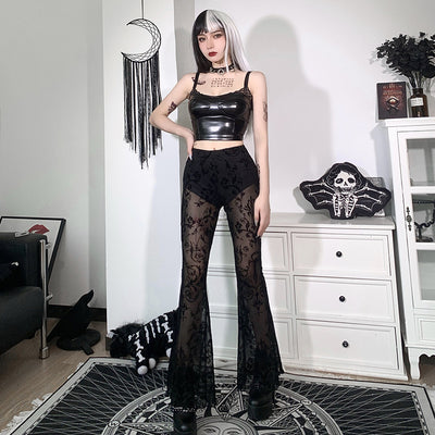Instashop Gothic Lace Bohemian bell-bottoms tanning casual long legs pants flared ends street hipster