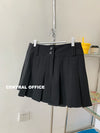 korean jk pleated skirt broad waist band double buckle college style long leg