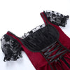Splicing velvet lace baby doll gothic dress vintage design lace up embossed rose square neck