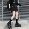 Multi-purpose instashop cargo pants skirt high-waisted zip-up split fork skirt Korean gothic streetwear style